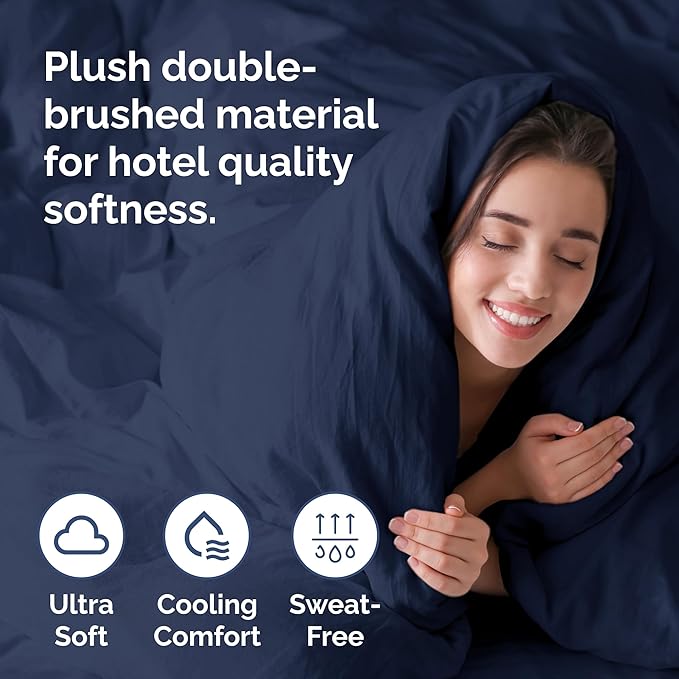Duvet Cover Twin/Twin XL Size Set - Extra Soft Duvet Cover 68 x 90 with 1 Pillow Sham - Hotel Luxury, Easy Care and Fade Free w/ Zipper Closures & Ties - Comfy, Cozy Breathable Bedding Set (Navy Blue)
