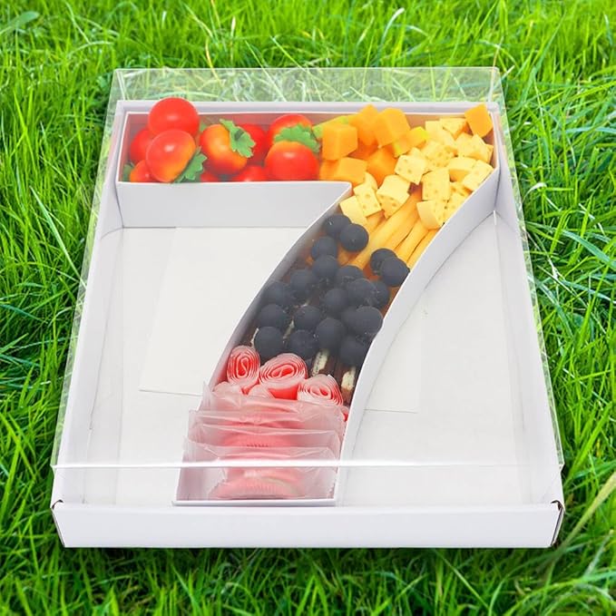 WENPACK 12.5" Cardboard Number Shaped Mache Cupcake Strawberries Fillable Carton Box with Clear Lid (White, 7)