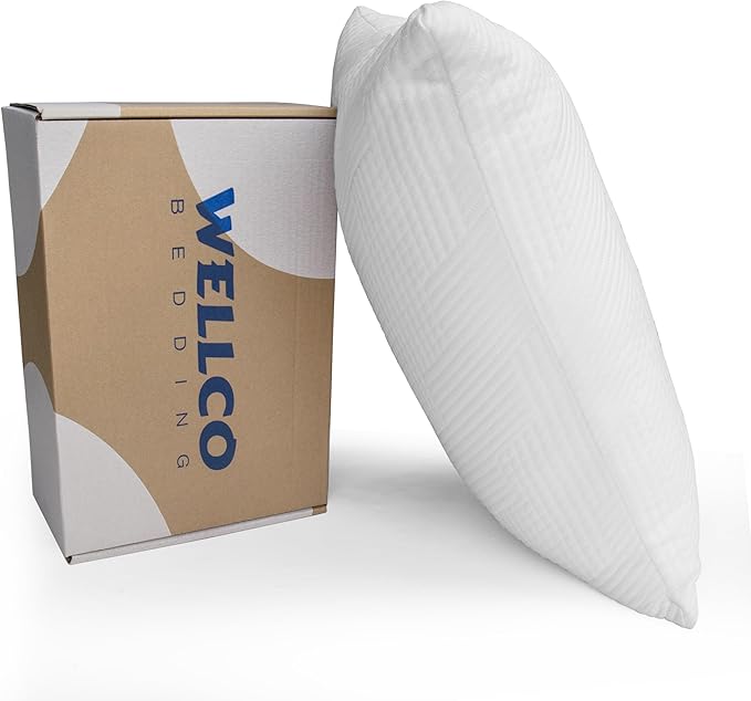WELLCO Firm Pillow Standard Size 26 x 18 inch, Bed Pillow with Adjustable Insert and 1 Cooling Pillowcase, Not Only Provides Stronger Support But Aslo Comfortable