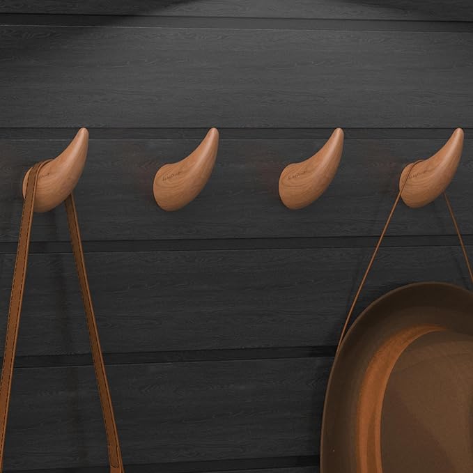 World’s Only - Unique Wall Hooks, 2 Pack Coat Hooks, Horn Shape Design, Decorative Bag Hooks, Cowboy Hat Rack for Wall – Natural, Space-Saving, Baseball Cap Organizer
