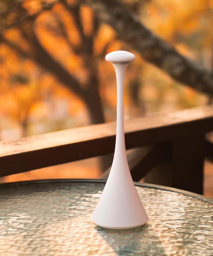 Retro Cordless Table Lamp - Pinup, Beside Touch Lamp with Magnetic Charging, Dimmable & Adjustable Lighting - Rechargeable LED Lamp for HoReCa, Bedroom, Living Room, Outdoor Use (White)