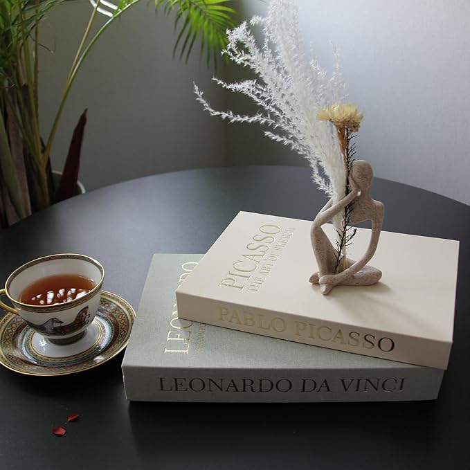 Decorative Book for Home Decor,Aesthetic Fake Books for Coffee Table Decoration Set of 2 Linen,Faux Decor Book Storage Box for Decoration (Light Green-Beige)