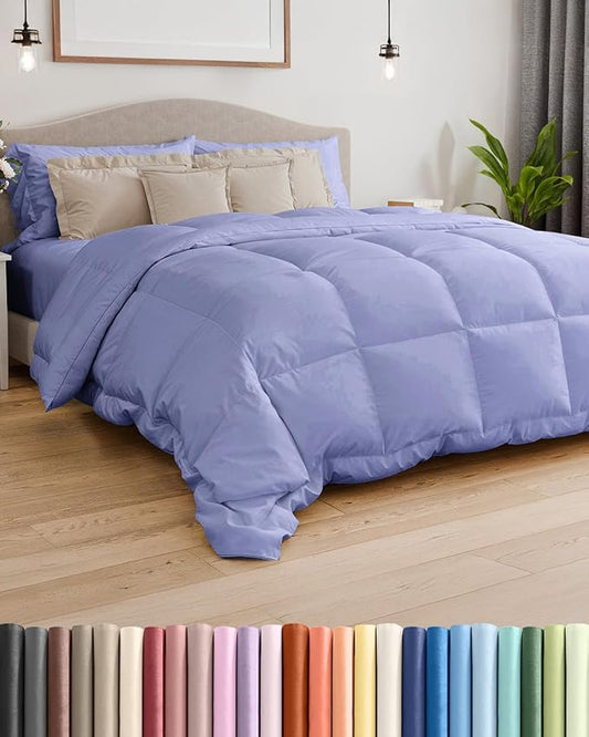 King Size, Lavender Alternative Down Comforter - Warm & Lightweight, Luxury and Breathable Hotel Quality Bedding Set - All Season Fluffy and Cozy Oversized Cooling Microfiber Duvet Insert Comforter
