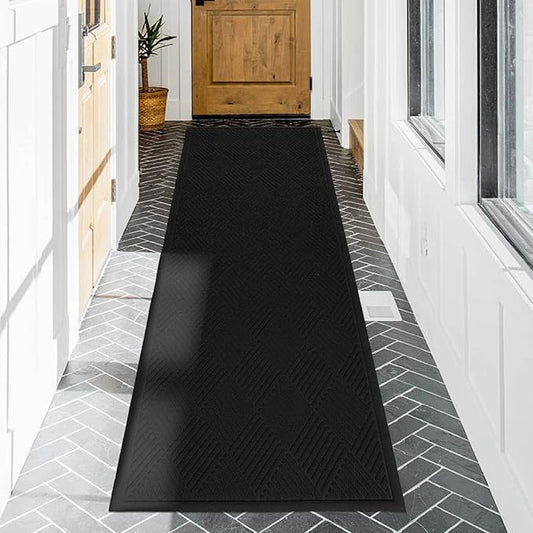 HIYARD Sturdy Front Door Mat, Absorbent Muddy Dirt Resist Welcome Door Mats Outdoor Indoor, Stain and Fade Resistant, Non-Slip Rubber Backing Low Profile Doormat for Entryway, 72×24, Black