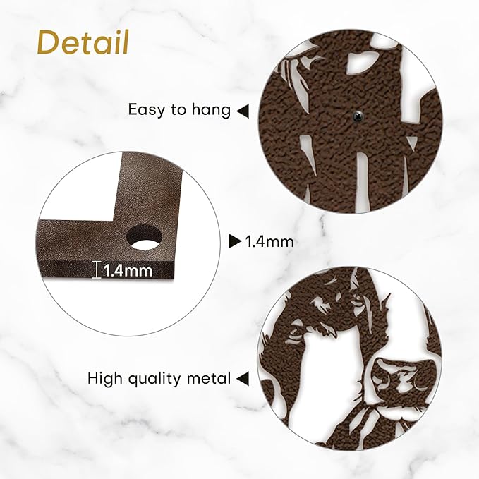 SIGNLEADER Metal Wall Art Decor Two Cows at the Fence Minimalist Modern Abstract Wall Sculpture Hangings Home Decoration for Living Room, Bedroom, Bathroom, Kitchen, Outdoor - 18" Bronze