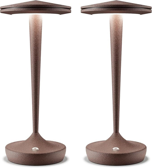 Cordless Table Lamp Rechargeable,Outdoor Table Lamps LED,5000mAh Battery Operated Lamp Stepless Dimming Table Lamps for Restaurant Dining Patio (2PRust)