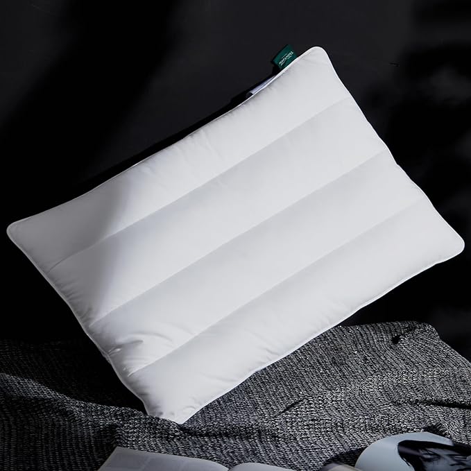 Three Geese Luxury Flat Thin Goose Feather Down Pillows Standard Size, 3" Height, 100% Cotton Cover, Medium Firm Hotel Collection Ultra Slim Thin Bed Pillows, Machine Washable, 18 x 26 Inches