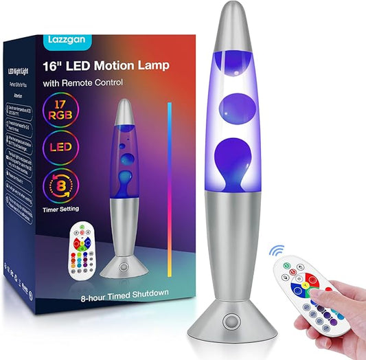 17 Color Changing Liquid Motion Lamp with Remote: 16 inches Decor LED Night Lights, Christmas Gifts Table Lamp for Adults and Kids Bedroom,Home Decoration Mood Lighting, Blue Wax