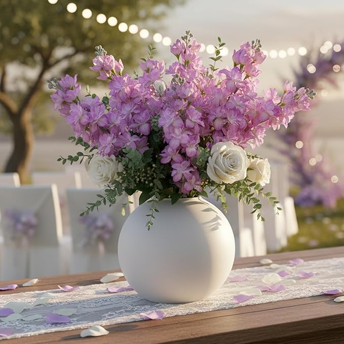 Fake Flowers 23.6” Delphinium Artificial Flowers 8Pcs Silk Flowers with Stems Long Stem Artificial Flowers for Tall Vase Faux Flowers for Indoor Home Decoration Wedding Decoration Centerpiece (Purple)