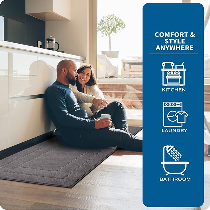 PURRUGS Machine Washable Kitchen Runner Rug 32" x 70", Non-Slip/Skid Hallway Runner Rug, Super Absorbent Soft Area Rug for Kitchen, Hallway & Laundry, Rolled Packaging, Grey