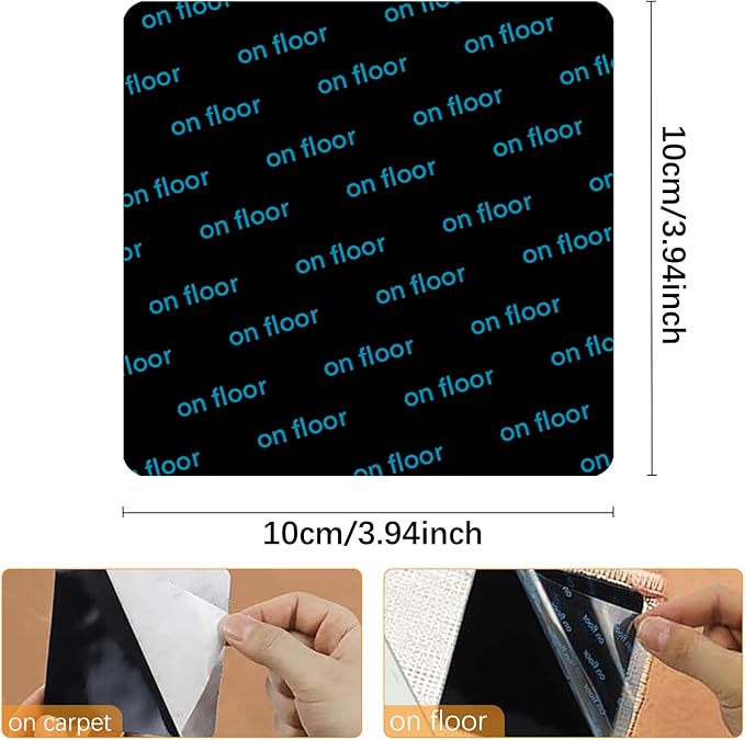 VIOXUANFG Rug Gripper for Hardwood Floors- Under Rug Anti-Slip Rug Grips Non Slip Rug Pads, Black Double-Sided Rug Tape Wood Floor and Tile No Damage to Hold Rug Down - 12 Pcs
