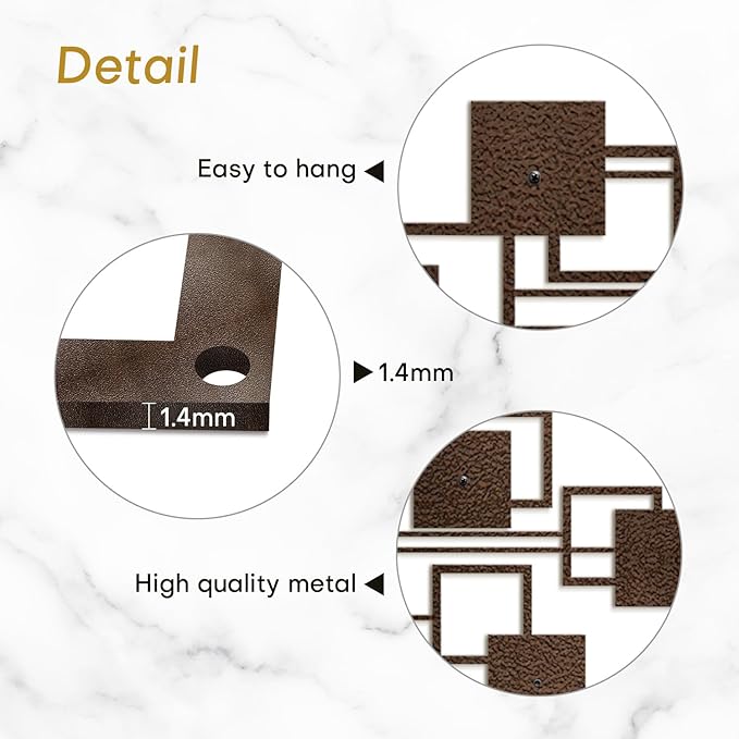 SIGNLEADER Metal Wall Decor Rectangles Geometric Minimalist Modern Luxury Wall Sculpture Hangings 3D Statue Home Decoration for Living Room, Bedroom, Bathroom, Kitchen, Fireplace, Office - 18" Bronze
