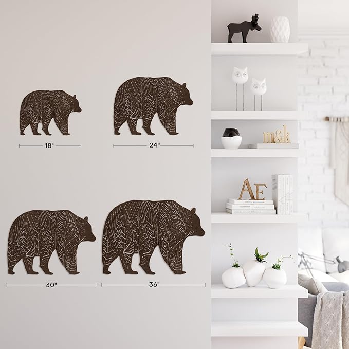 SIGNLEADER Metal Wall Art Decor Big Bear Minimalist Modern Abstract Wall Sculpture Hangings Home Decoration for Living Room, Bedroom, Bathroom, Kitchen, Outdoor - 18" Bronze