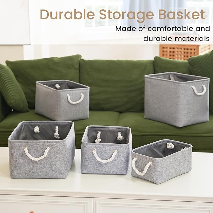 Large Storage Baskets- 16x12x12 inch Storage Bins for Shelves and Closet Organizing, Foldable Fabric Bin for Home Organization Clothes and Laundry (1-Pack, Gray)