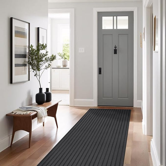 Beverly Rug Non Slip Area Rug 2 x 7 Modern Durable Ultra Soft Ribbed Indoor Rugs for Living Dining Room Office Stain Resistant Non Shedding Casual Easy Shag Indoor Carpet Dark Gray 2x7