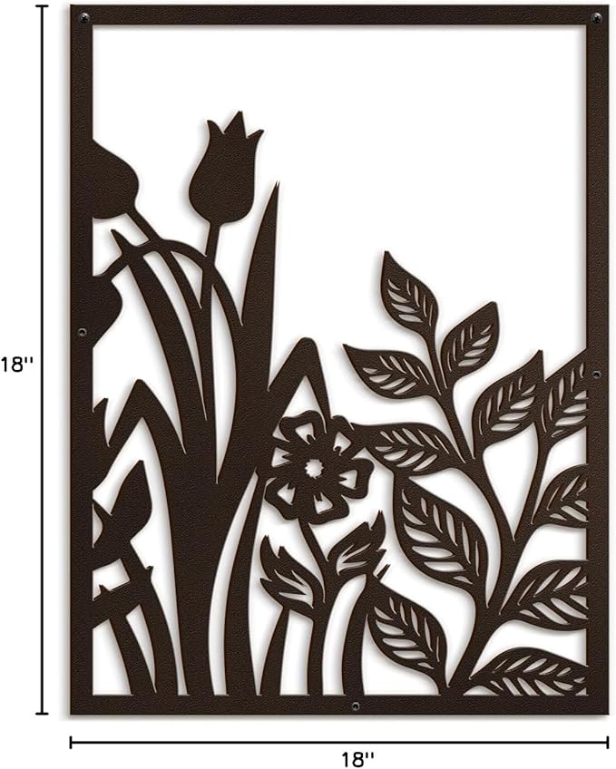 SIGNLEADER Metal Wall Art Decor Botanical Flower Plant Leaves Modern Abstract Wall Sculpture Hangings Home Decoration for Living Room, Bedroom, Bathroom, Kitchen, Outdoor - 18" Bronze