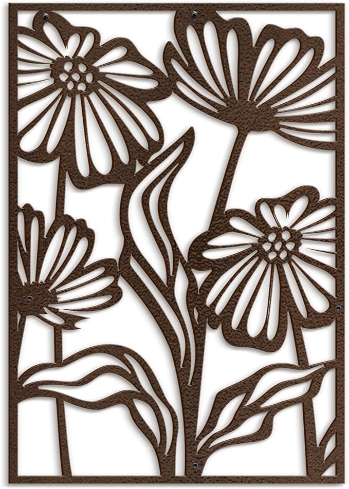 SIGNLEADER Metal Wall Art Decor Bronze Flower Minimalist Modern Abstract Wall Sculpture Hangings Home Decoration for Living Room, Bedroom, Bathroom, Kitchen, Outdoor - 18" Bronze