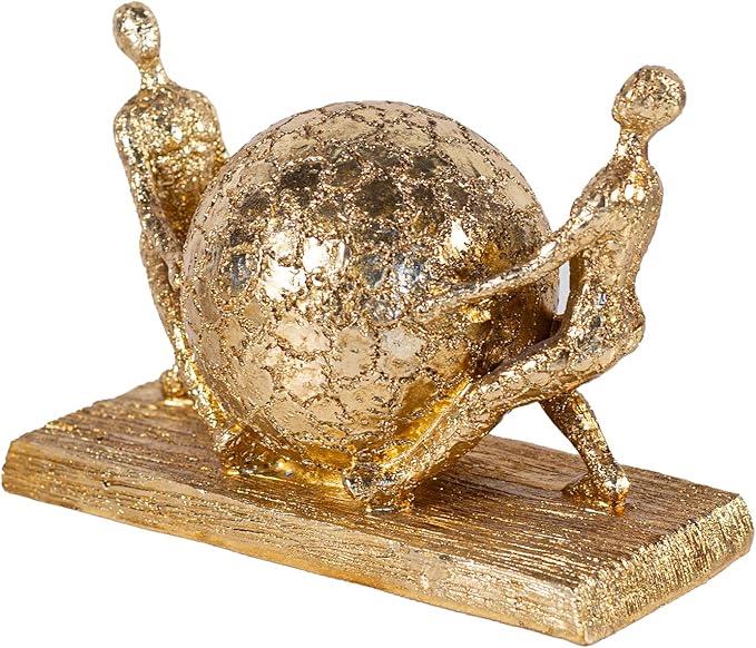 Spherical Statue Resin Sculpture Athlete Art Metal Decoration Statue Home and Office Decoration - Gold