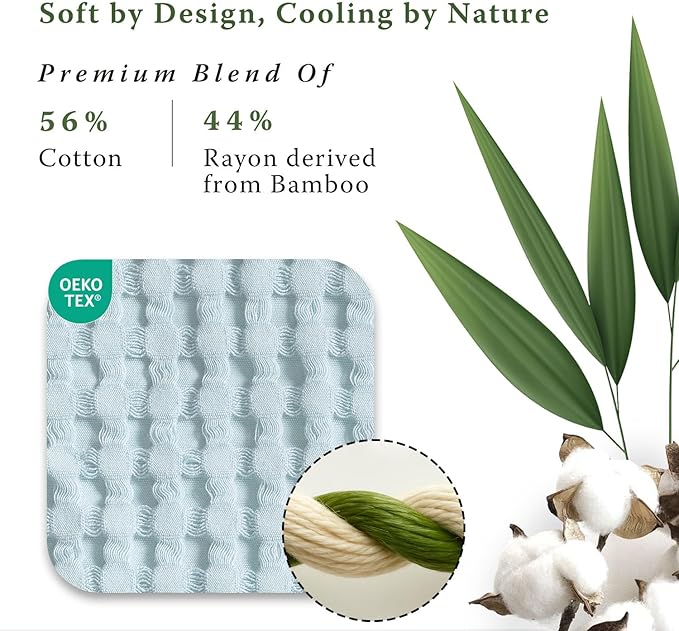 Threadmill Cooling Cotton Waffle Queen Size Blanket | Breathable, Lightweight & Ultra-Soft | Made from Rayon Derived from Bamboo| Cooling Throw Blanket for Couch and Sofa| 90 x 92 Inches | Light Blue