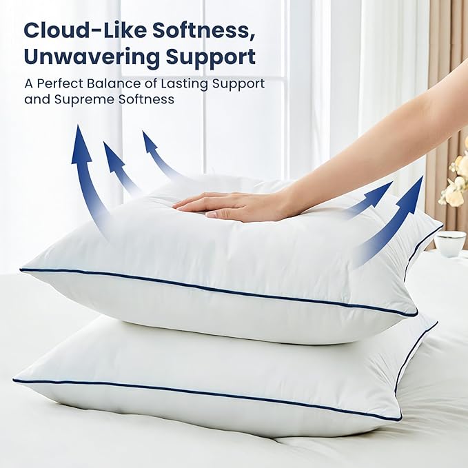 ROSE FEATHER Down Pillow Inserts 20x20, Set of 2, 100% Goose Down Feather Throw Pillows Inserts, Triple-Layer Downproof, Decorative Pillow Insert with Soft Cotton Cover for Couch,Sofa,Bed,Living Room