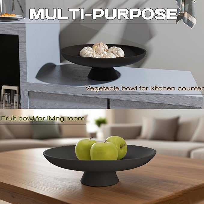 Concrete Decorative Bowl for Kitchen Counter Large Fruit Bowl Handmade Modern Key Holder for Entryway Table,Heavy Duty Coffee Table Centerpiece Tray with Non-slip Base Aesthetic Home Decor Accessory