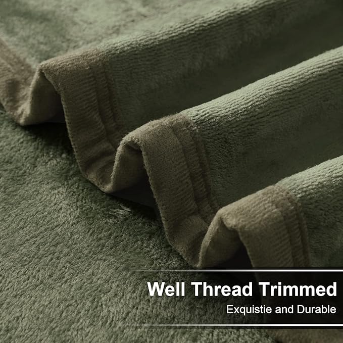 EASELAND Soft King Size Blanket All Season Warm Microplush Lightweight Thermal Fleece Blankets for Couch Bed Sofa,90x108 Inches,Olive Green