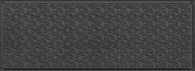 WaterHog Water Trapping Door Mat - Slip-Resistant Indoor/Outdoor Entrance Rug for Front Door, Entryways, Patios, Porch, Mudrooms, Hallway, Made in USA, Dogwood Leaf Collection, Charcoal, 2' x 5'