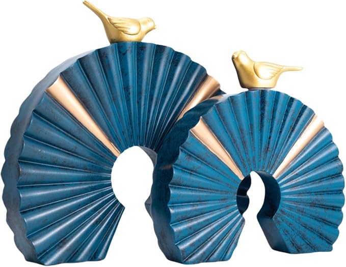 Minimalist Round Statue Above Cabinet Decor Kitchen, Modern Decorative Sculpture Home Decorations for Living Room Coffee Table, Office Decor Items, Center Pieces Decoration (Blue Gold)