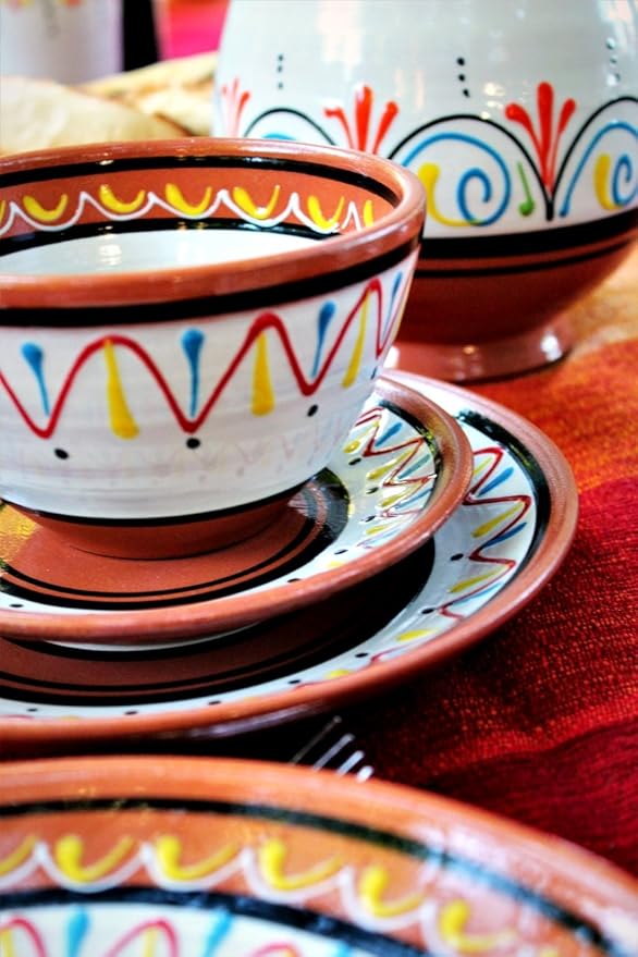 Cactus Canyon Ceramics Spanish Terracotta 5-Piece Breakfast Bowl Set (European Size) White