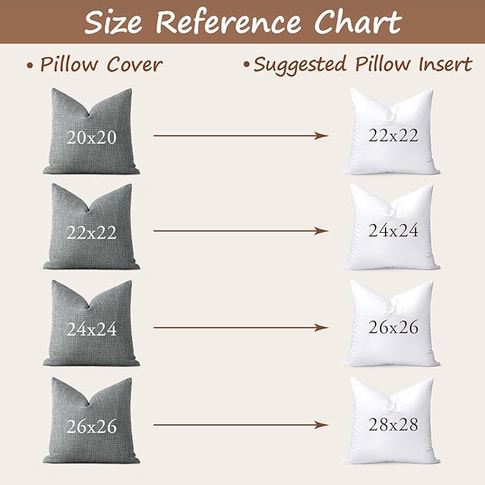 Artscope Synthetic Down Pillow Insert, 24x24 Down Alternative Throw Pillow Insert. Ultra Soft Fluffy Sleeping Pillow with 100% Cotton Cover, Decorative Pillows Set of 2-White.