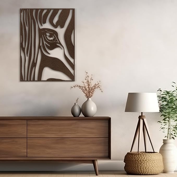 SIGNLEADER Metal Wall Art Decor Zebra with Tears in Eyes Minimalist Modern Abstract Wall Sculpture Hangings Home Decoration for Living Room, Bedroom, Bathroom, Kitchen, Outdoor - 18" Bronze