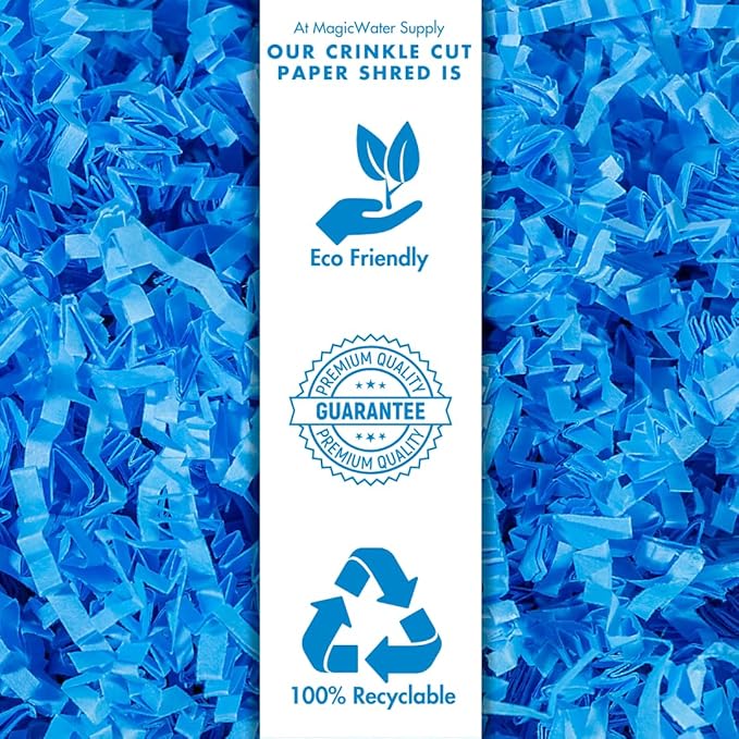 MagicWater Crinkle Cut Paper for Gift Baskets - 2LB - Light Blue - Perfect for Shredded Paper Filler, Basket Filler, Gift Boxes, Bridesmaid Gifts, Christmas Stuffers & More – Ideal for All Occasions