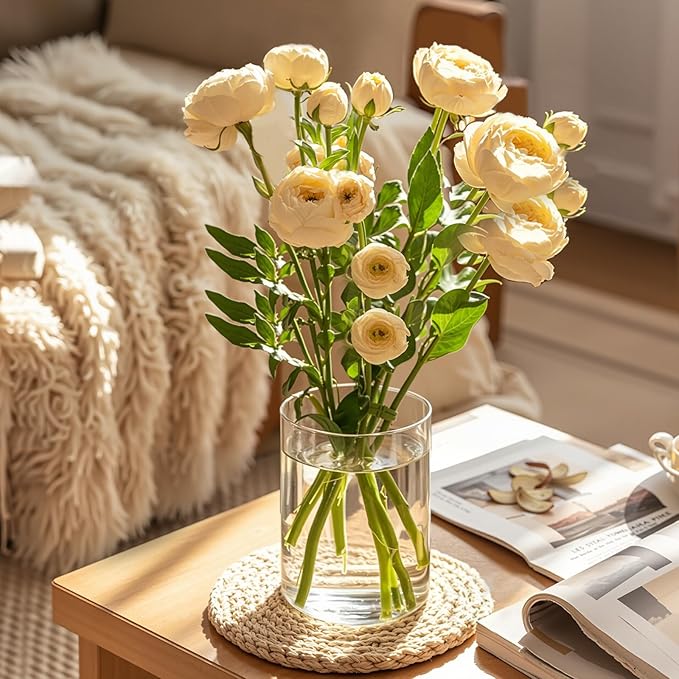 5 Inch Small Glass Cylinder Vases for Centerpieces | 12pcs Clear Flower Vase for Wedding Decorations, Floating Candle Vases in Bulk, Hurricane Candle Holders for Table, Home Décor