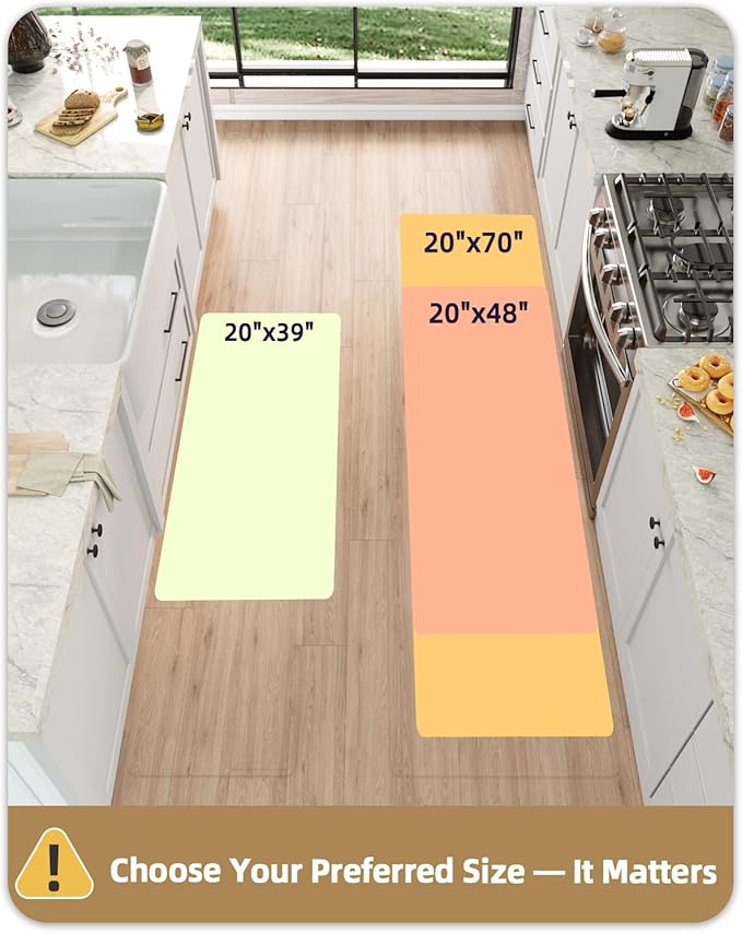 Color&Geometry 0.71" Extra Thick Anti Fatigue Cushion Kitchen Floor Mat,Easy Clean, Water & Oil Proof, Non Slip, Foam Padded Runner Rug for Front Sink,20"x 47" Black (2.0 Version)