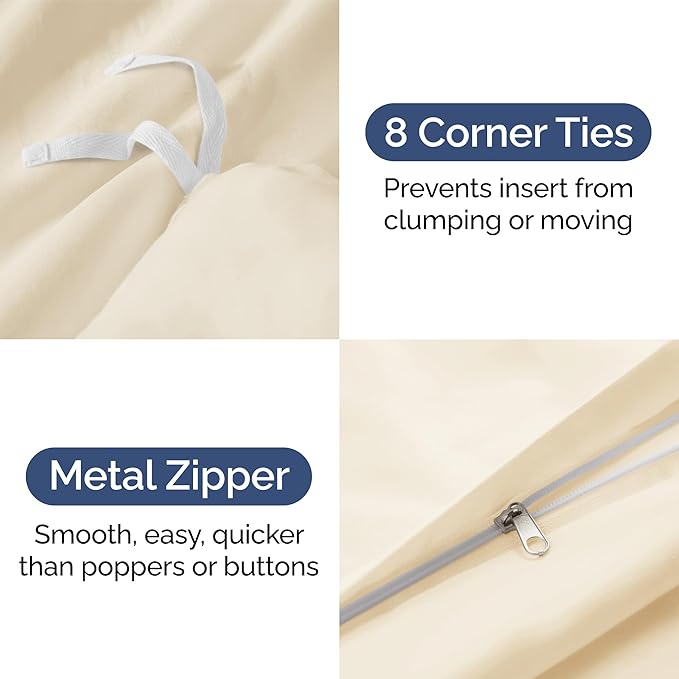 CGK Unlimited Duvet Cover Cal King Size Set - Extra Soft Cal King Size Duvet Cover 104 x 98 with 2 Pillow Shams - Hotel Quality w/Zipper Closures & Ties - Bedding and Bed Linens Set (Off White)
