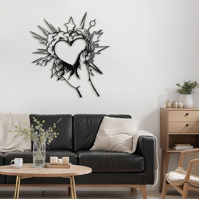 SIGNLEADER Metal Wall Art Decor I Love You Heart Modern Abstract Wall Sculpture Hangings Home Decoration for Living Room, Bedroom, Bathroom, Kitchen, Outdoor - 18" Black