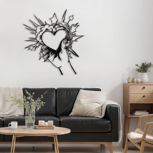 SIGNLEADER Metal Wall Art Decor I Love You Heart Modern Abstract Wall Sculpture Hangings Home Decoration for Living Room, Bedroom, Bathroom, Kitchen, Outdoor - 18" Black