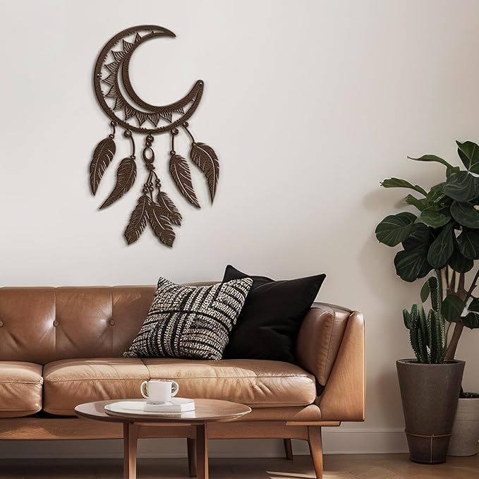 SIGNLEADER Metal Wall Art Decor Nordic Moon Phases Modern Abstract Wall Sculpture Hangings Home Decoration for Living Room, Bedroom, Bathroom, Kitchen, Outdoor - 18" Bronze