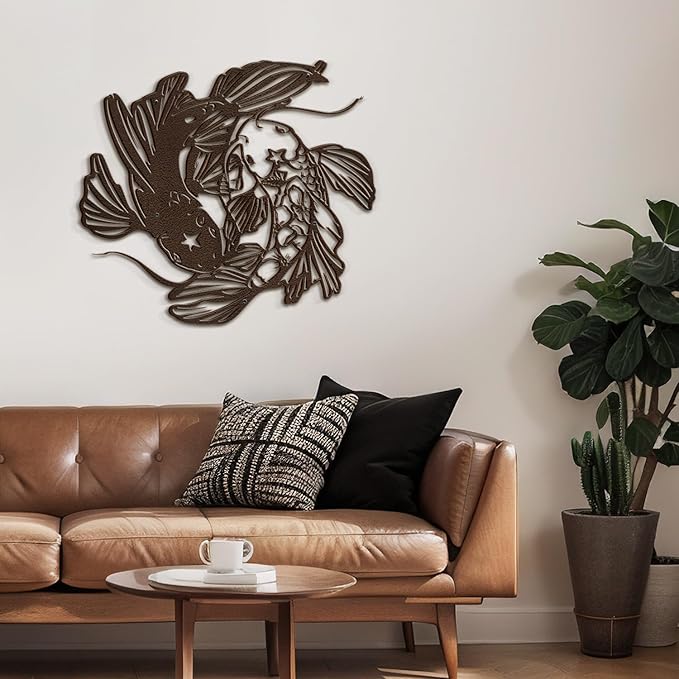 SIGNLEADER Metal Wall Art Decor Carp Minimalist Modern Abstract Wall Sculpture Hangings Home Decoration for Living Room, Bedroom, Bathroom, Kitchen, Outdoor - 18" Bronze
