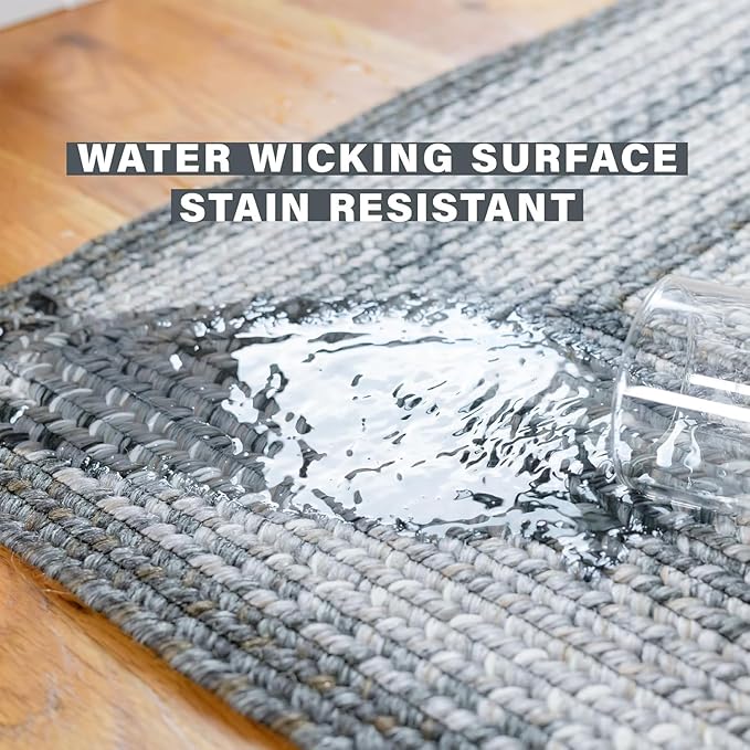 Graphite Grey Braided Rug 2' x 3' Rectangle - Indoor & Outdoor - Rustic Country Decor for Bathroom, Entryway, Everywhere