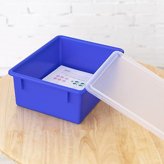 ECR4Kids Letter Size Deep Tray with Lid, Storage Bin, Assorted, 10-Piece