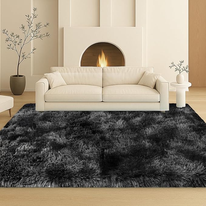 Mtandyx 8x10 Area Rugs Living Room,Large Plush Fluffy Bedroom Carpet, Non-Slip Upgraded Indoor Thick Soft Rug,Also Suitable for Home Decor Aesthetics,Kids Room and Dorm,Dark Grey.