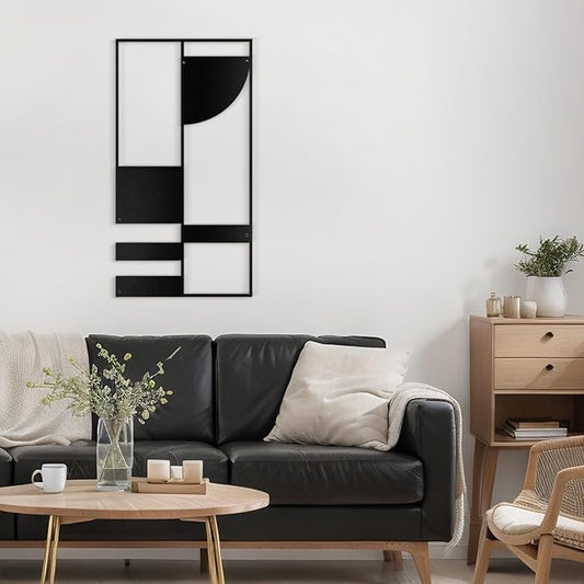SIGNLEADER Metal Wall Decor Picasso Geometric Minimalist Modern Luxury Wall Sculpture Hangings 3D Statue Home Decoration for Living Room, Bedroom, Bathroom, Kitchen, Fireplace, Office - 18" Black