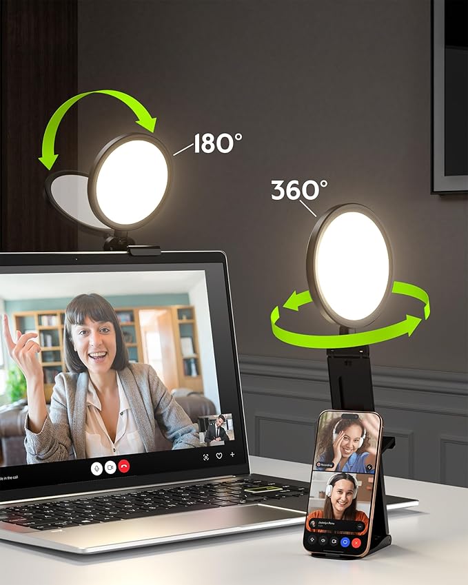 2 Pack Zoom Lighting for Computer, 5“ Small Lighting for Video Call/Conference/Streaming, 50 Modes CRI>97.8, 3000K-6500K, Selfie Light with Stand for Laptop/Phone/Webcam/Monitor, CRI>97.8