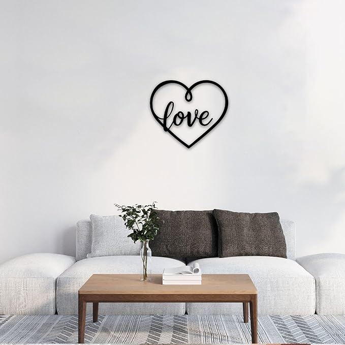GlintHome Black Metal Wall Decor - Letter(love) Wall Art for Bedroom Living Room Office Home Decor