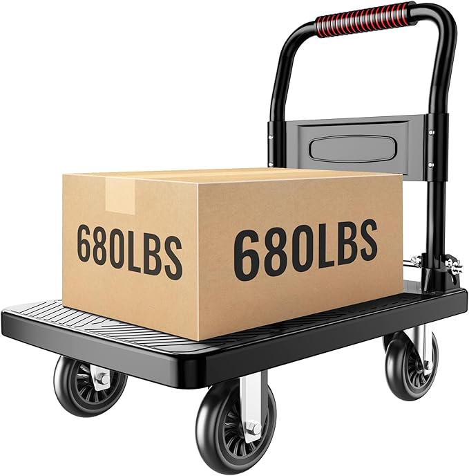 Foldable Push Cart Platform Cart,Moving Platform Hand Truck,Foldable for Easy Storage and 360 Degree Swivel Silent Wheel(880LBS).