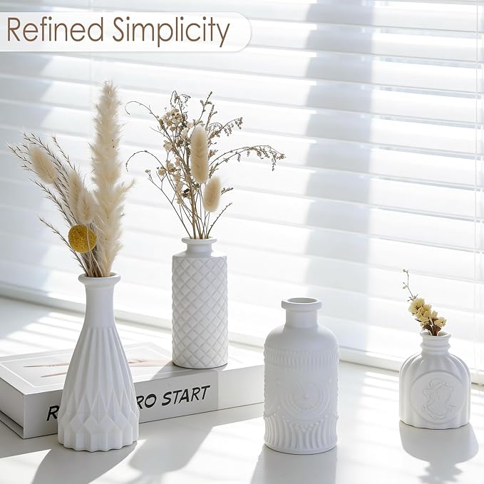 Matte White Glass Bud Vase Set of 12 – Small Minimalist Vases for Easy Home Styling, Perfect for Windowsills, Bedrooms, Bathrooms, and Table Centerpiece Décor
