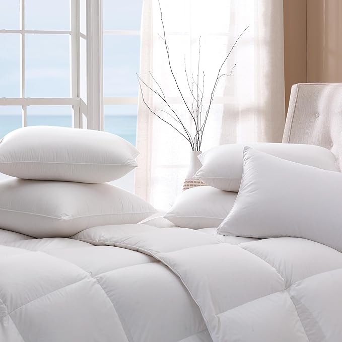 Cuddledown Organic Cotton Down Alternative Pillow | 100% Organic Cotton Shell | European Down Alternative Fill | Hypoallergenic | Handcrafted | Oeko-TEX Certified | 20" x 30" | Queen | Soft