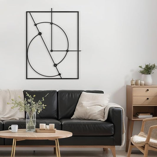 SIGNLEADER Metal Wall Decor Circles Minimalist Modern Luxury Wall Sculpture Hangings 3D Statue Home Decoration for Living Room, Bedroom, Bathroom, Kitchen, Fireplace, Office - 24" Black