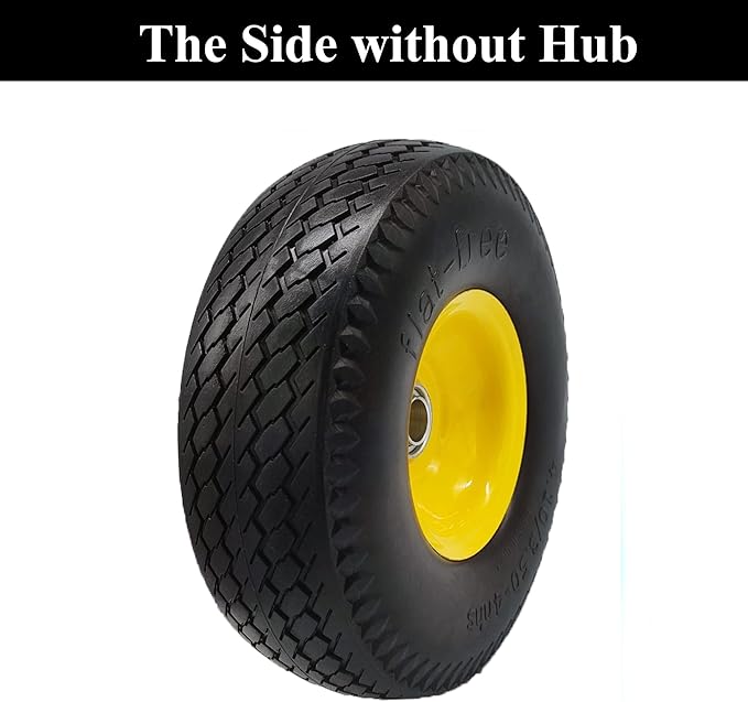 Flat Free 4.10/3.50-4 Hand Truck Tire with 3/4 Axle Bore, 2.2” Offset 10 inch Solid Tire Replacement for Hand Truck/Wagon/Garden Cart/Wheelbarrow/Dolly/Lawnmower (Set of 2) (2.2“ Offset)